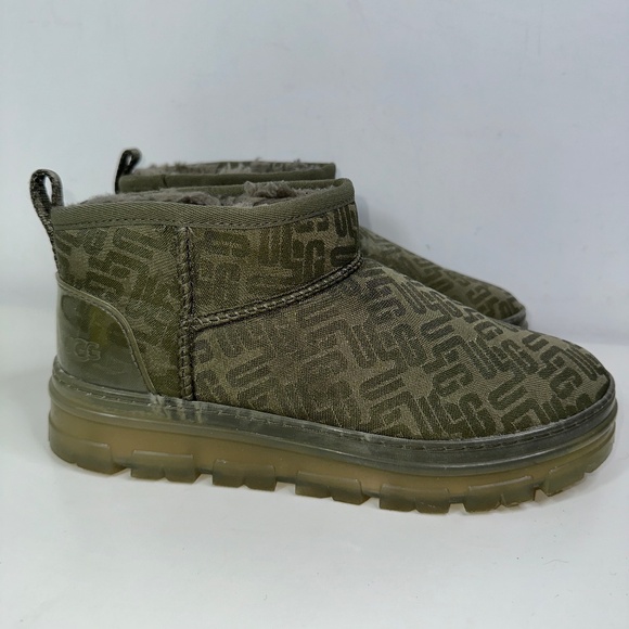 UGG Ultra Mini Monogram Green Boot Women's Size 9 - Picture 1 of 12